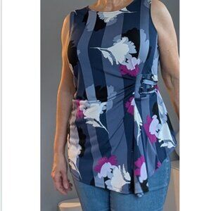 Alfani sleeveless floral tunic with side ruching L